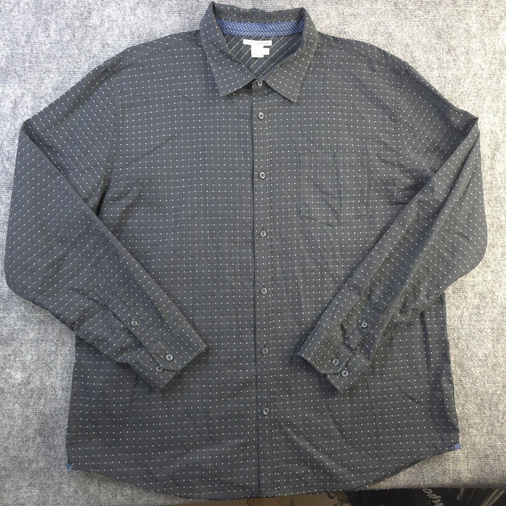 Carbon 2 Cobalt Shirt XL Black Polka Dot Long Sleeve Button Up Cotton Pocket